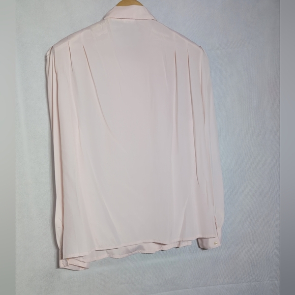 Vintage Marlis Korea Sz 18 Light Pink Pleated Long Sleeve Blouse - Picture 4 of 5